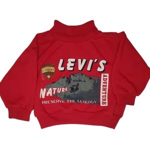 Vintage Little Levi’s Red Baby Sweatshirt Nature Adventure Graphic 12-18 Months